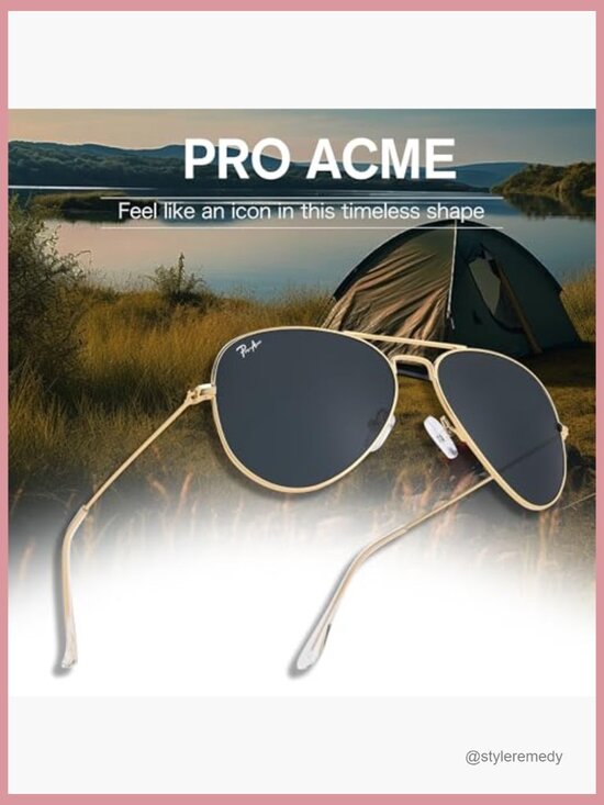 Small Aviator Sunglasses with Glass Lenses and Metal Frame UV400 Protection